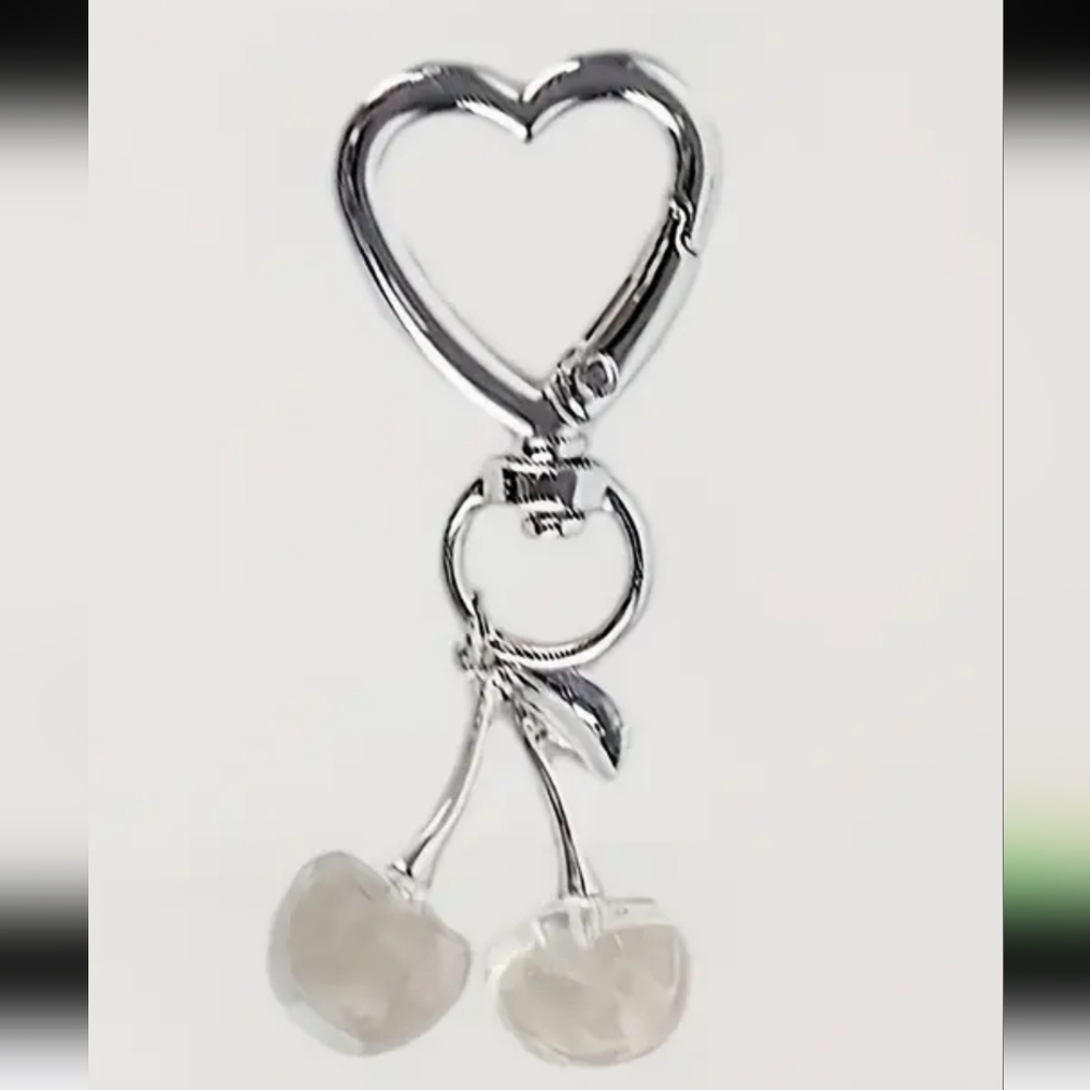 Cute Iridescent White Cherry Keychain/ Bag Charm